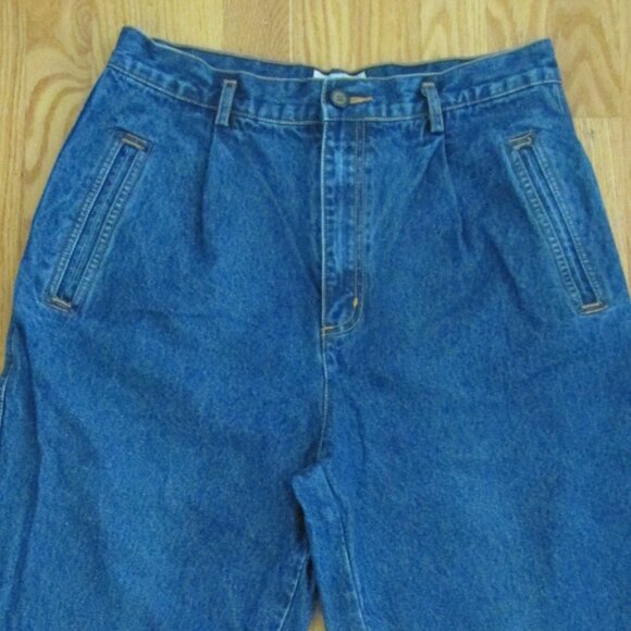 WESTPORT WOMENS SIZE 12 SH JEANS DARK BLUE STONE WASH DENIM HIGH WAIST MOM PLEAT - Picture 3 of 14
